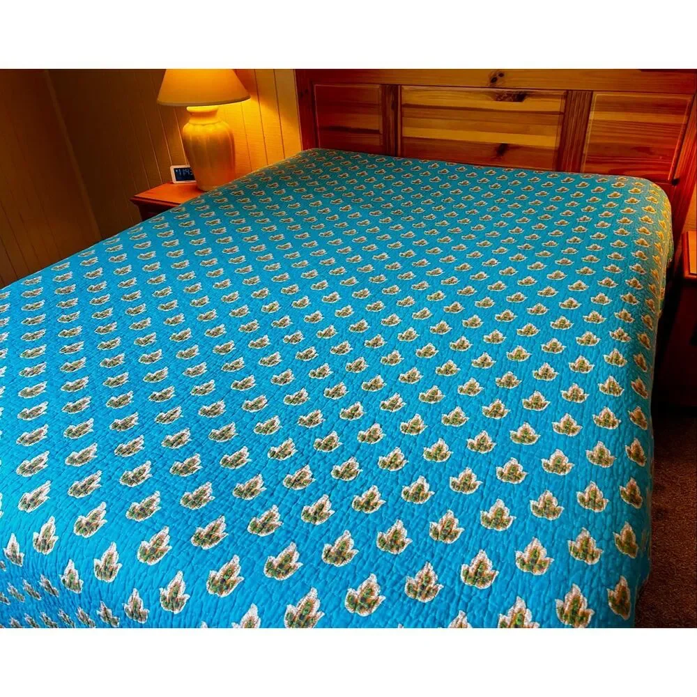 Virah Bella Suri Printed Reversible Quilt Suri Blue King Size Quilt